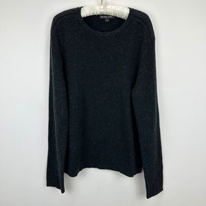 Michael Kors Mens Sweater Wool Blend Crewneck Pullover Large Long Sleeve Black